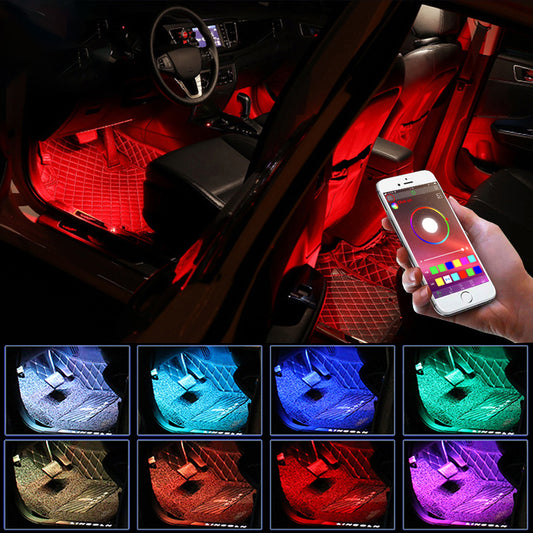 LED Car Foot Light With USB Wireless Remote Music Control
