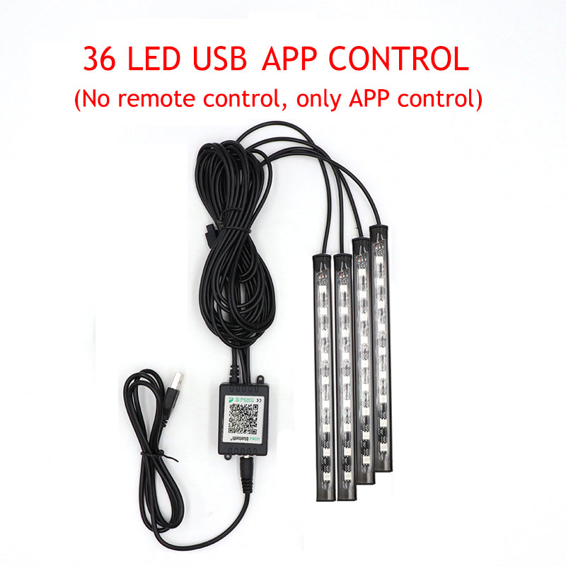 LED Car Foot Light With USB Wireless Remote Music Control