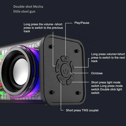 Bluetooth Speakers 10W Transparent Mecha V8 Portable Wireless RGB