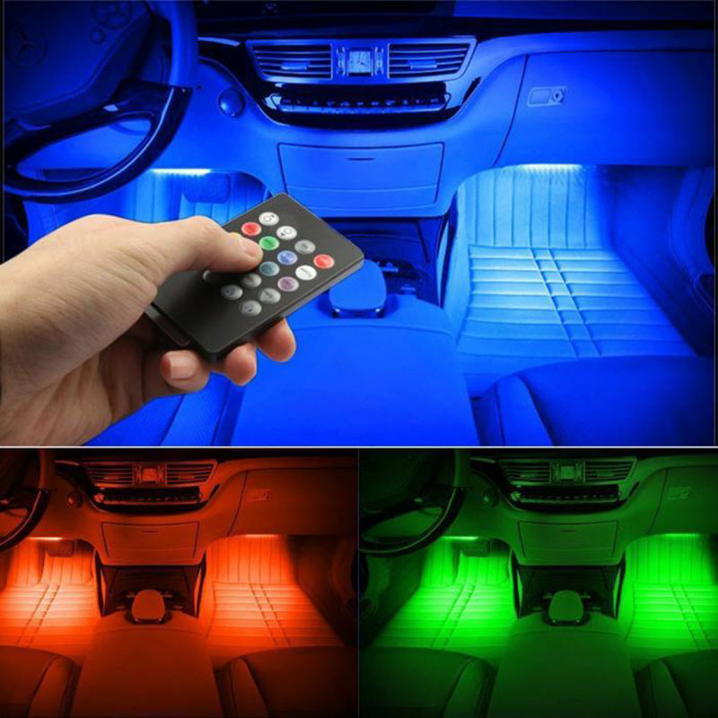 LED Car Foot Light With USB Wireless Remote Music Control