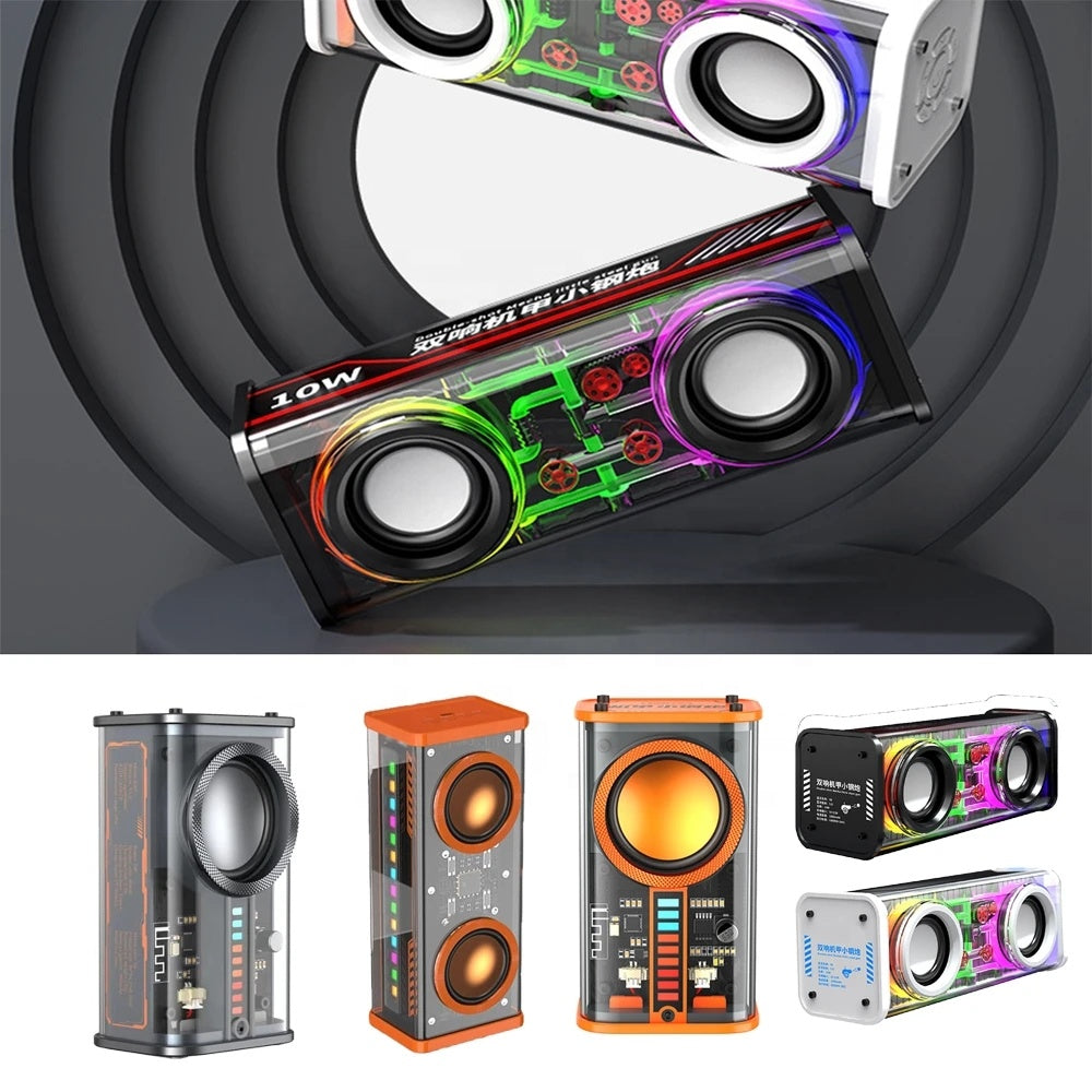 Bluetooth Speakers 10W Transparent Mecha V8 Portable Wireless RGB