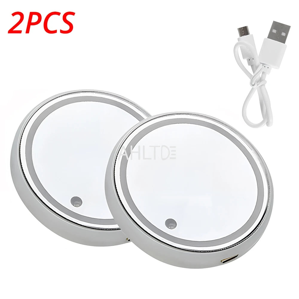 2Pcs Universal Led Car Cup Holder Bottom Pad LED Lights