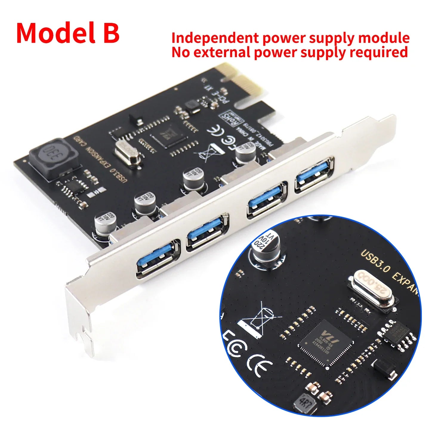 4 Port PCI-E to USB 3.0 HUB for Desktop