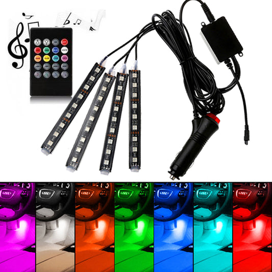 LED Car Foot Light With USB Wireless Remote Music Control