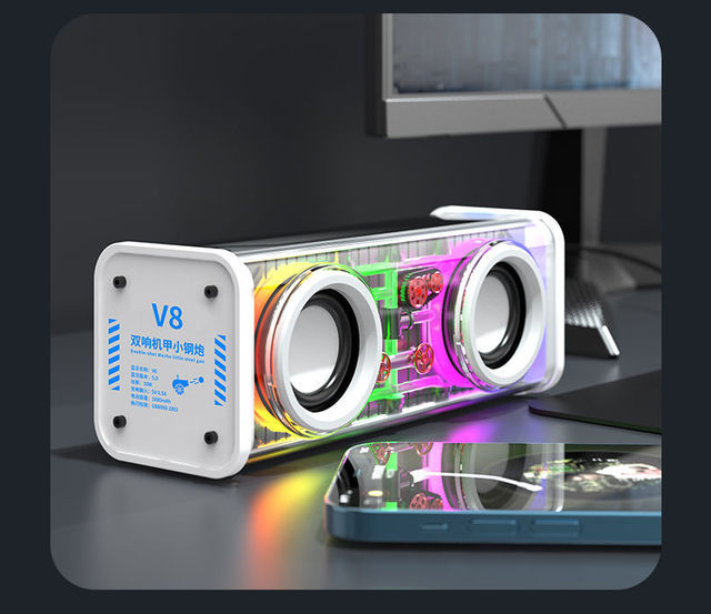 Bluetooth Speakers 10W Transparent Mecha V8 Portable Wireless RGB