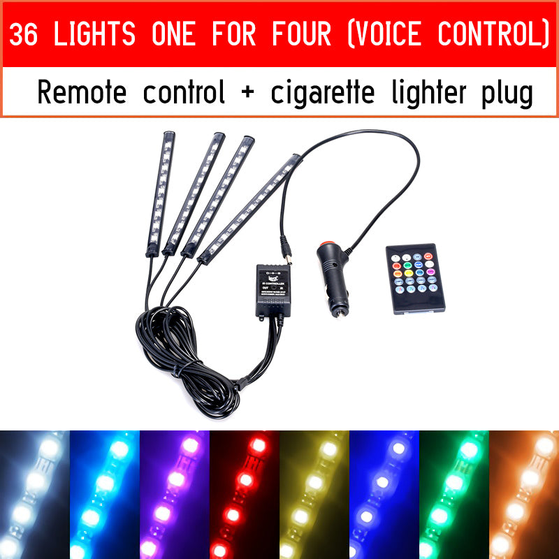 LED Car Foot Light With USB Wireless Remote Music Control