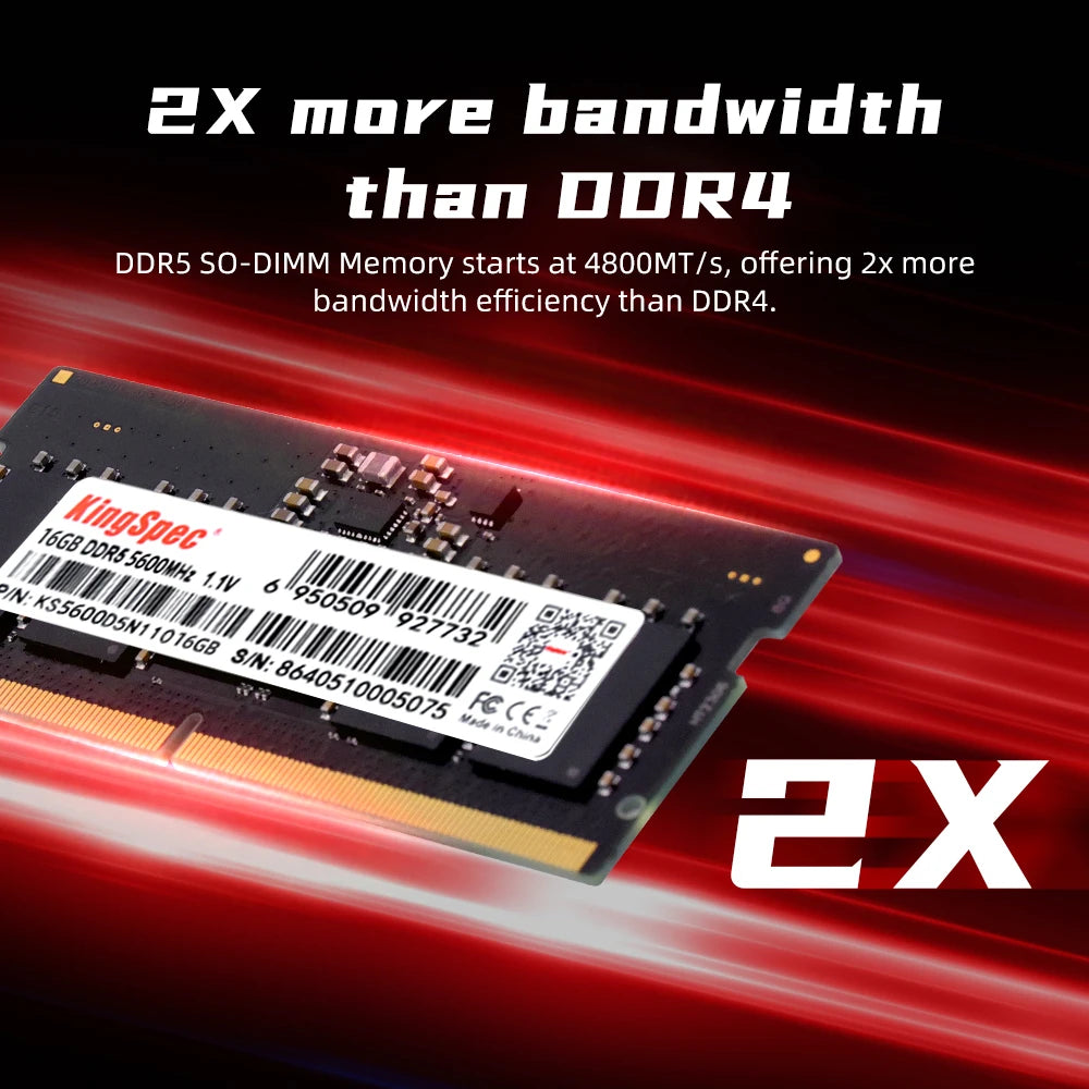 KingSpec RAM 16GB 32GB DDR5 4800MHz 5600MHz SODIMM 1.1V CL40 CL46 Laptop